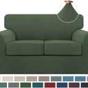 Turquoize 3 Piece Sofa Covers for 2 Cushion Couch Sofa Slipcover Soft Couch Cover for Dogs-Washable Sofa Furniture Covers with 2 Individual Cushion Covers,(Loveseat, Bronze Green)