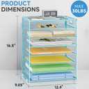 2 Pack 8 Tier Paper Organizer with Handle, Metal Mesh Desk File Organizer, Large Capacity Desk Organizers Paper Letter Tray Desktop Document Sorter for Office, Home or School - Blue