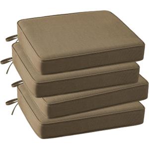Outdoor Sunbrella Square Corner Seat Cushion, 19"x19"x3", Set of 4, Non Slip Seat Cushion Pads with Removable Cover for Patio Furniture, Garden Yard Lawn, Specrtum Caribou