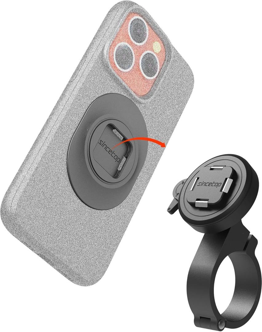 sincetop Bike/Motorcycle Phone Mount - Series Q [ Quad ] - Bicycle Handlebar Aluminum Cell Phone Holder - Quick Lock & Release - Compatible with Moto/Mountain/Road/Electric Bikes, and Scooters