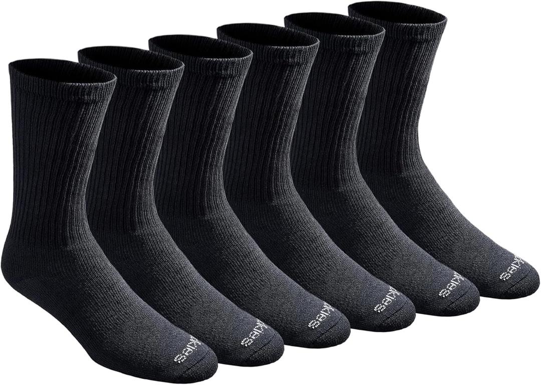 Dickies Men's Dri-Tech Essential Moisture Control Crew Socks, (6, 12 Pairs) (XX-Large, Solid Black (6 Pairs))