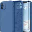 Magnetic for iPhone 12 Case, Compatible with MagSafe, [Full Camera Protection][Screen Protectors] Silicone Shockproof Protective Phone Case for iPhone 12 6.1", Lake Blue