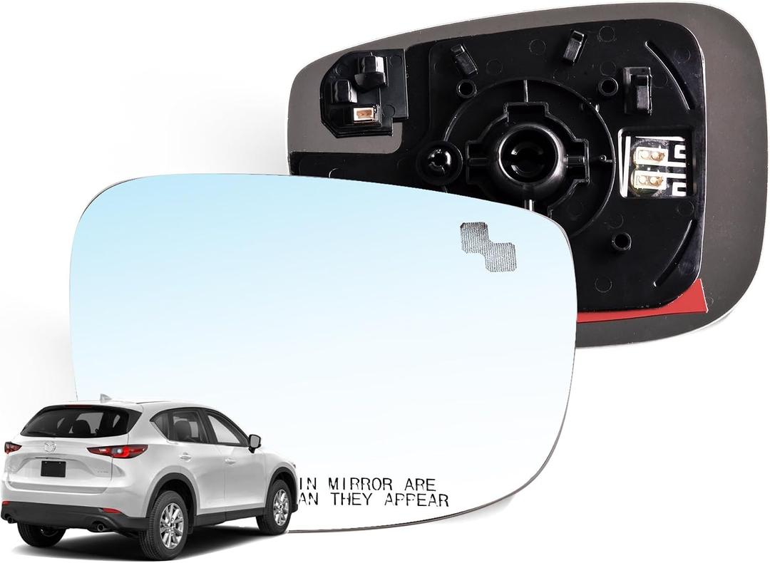Passenger Side Mirror Glass w/Heated|Blind Spot Detection Compatible for Mazda CX-5 2017-2023 CX-9 2016-2023 Right Side Rear View RH Heating Mirror Glass with Backing Plate TK71-69-1G1
