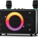 GFEEN Party Bluetooth Speaker: 100W Peak Loud! Deep Bass, 15H Playtime, Large Wireless Speakers, Powerful Sound, Light Show, Fast Charging for Outdoor, Backyard, House(Silver with 2Mic)
