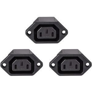 uxcell C13 Panel Mount Plug Adapter 250V AC 10A 3 Pins IEC Inlet Module Plug Power Connector Socket Straight Pack of 3