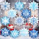 Jetec 12 Pcs Winter Inflatable Balls 12 Inch Light Up Giant Snowflake Inflatable Winter Decorations PVC Blow Up Large Hanging Ball Ornaments for Tree Porch Lawn Yard Outdoor Decor