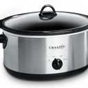 Crock-Pot 7-Quart Manual Slow Cooker, Family Size Serves 8+ People & Fits 6-lb Roast, Removable Stoneware with Warming Setting, Dishwasher Safe for Easy Cleanup, Stainless Steel