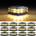 EXCMARK 4x4 Solar Post Cap Lights Outdoor Waterproof 12 Pack Fence Deck Post Lights with High-Brightness LEDs, Dual Light Modes Warm White & Cool White. (Classic Black, 12)