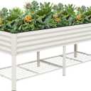 G GOOD GAIN Elevated Raised Garden Bed Kit with Legs, Rack, 2x6ft, White
