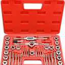 EFFICERE 40-Piece Premium Tap and Die Set, Metric Screw Threads M3, M4, M5, M6, M7, M8, M10, M12, Both Coarse and Fine Types | Essential Threading Tool Kit with Complete Handles, Accessories and Case
