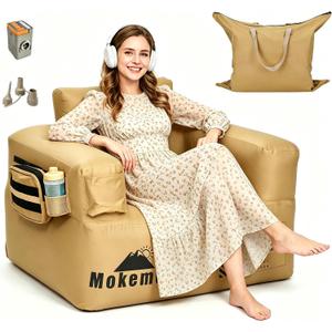 Inflatable Sofa with Built-in Pump,Heavy Duty 1000D Ripstop,Sag-Resistant Air Sofa,Double-Layer Portable Air Couch for Camping, Beach, Music Festival,Home Theater,Machine Washable,Single Air Sofa
