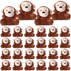 Shappy 30 Pcs Mini Stuffed Monkey Toys Small Monkey Stuffed Animals Bulk for Baby Shower Safari Nursery Decor Birthday Classroom Prizes Gifts
