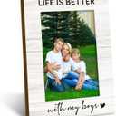 Mom Son 4x6 Picture Frame, Best Mom Gifts, Mothers Day Birthday Gifts from Sons, Mother of Sons Photo Frame, Life Is Better with My Boys Picture Photo Frames for Desk Decor