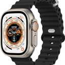 Ocean Band Compatible with Apple Watch Ultra 2 Band 42mm Women Men, Silicone Sport Band Adjustable Strap With Buckle for Apple Watch Ultra 3 1 iWatch Series 11 10 9 8 7 6 5 4 3 2 SE 42mm(Series 3)/49mm/46mm/45mm/44mm(Black)