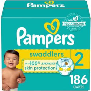 Pampers Baby Diapers - Swaddlers - Size 2, 186 Count, Ultra Absorbent Disposable Infant Diape