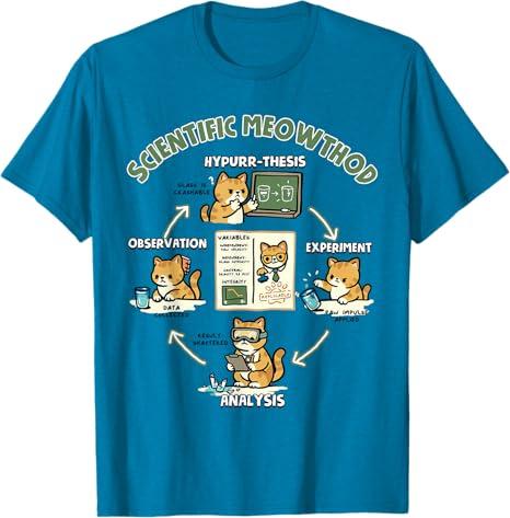 Scientific Meowthod Funny Cat Science Pun Design T-Shirt, M