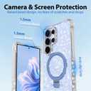 Casehas Magnetic for Galaxy S25 Ultra Case with Invisible Stand, Compatible with MagSafe, Clear Bling Sparkle Shockproof Slim Anti-Slip Military Drop Protection Hard Phone Case 6.9" Glitter Sky Blue