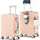 Carry On Luggage, Hardside Zipperless Suitcase, Light Pink, 20 in