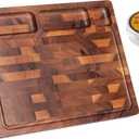 Walnut Wood Cutting Boards for Kitchen, Large Chopping Board Double Sided, End Grain Cutting Board with Handle, Charcuterie Butcher Block for Meal Prep & Serving with Gift Box, 17"13"1"