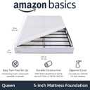 Amazon Basics Smart Box Spring Bed Base, 5-Inch Low Profile Height Mattress Foundation, Sturdy Durable Steel Support, Tool-Free Easy Assembly, Queen, 79" x 59.5" x 5", White