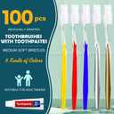 Navona 100 PCS Travel Toothbrush and Toothpaste Set, Travel Toothpaste, Bulk Toothpastes, Individually Wrapped Bulk Toothbrush, Ergonomics Handle,Medium Soft Bristle, Perfect for Hotel
