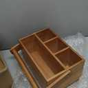 Silverware Caddy with Handle Acacia Paper Plate Holders Wooden Utensil Holder Mulip-Purpose Organizer Picnic Utensil Caddy for Party Home Kitchen Office Bathroom Bedroom RV