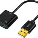 USB to 3.5mm Jack Audio Adapter External Sound Card with 3.5mm Headphone and Microphone TRS Jack to USB Compatible with Windows, Laptops, Desktops Windows, MAC, Linux, PC, PS5, PS4