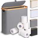 efluky Toilet Paper Basket 28L, Toilet Paper Holder with Lid for Bathroom, Free Standing Storage Organizer Holds Up to 9-12 Rolls (Grey, 1)