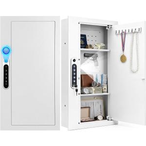 27.5" Tall White Biometric Wall Safe Between 16" Stud | 33% Larger Capacity