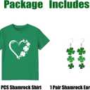 GONOSEED 6Size Shirt+Earrings St Patricks Day Shirt Women St Patricks Day Outfits for Women Shamrock Earrings Accessories (X-Large)