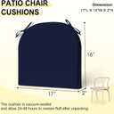 downluxe Outdoor Chair Cushions Set of 6 for Patio Furniture, Water-Resistant Patio Chair Cushions with Ties, High Density Foam Outdoor Seat Cushion, 17" X 16" X 2", Navy