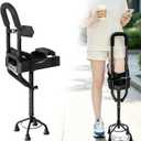 Hands Free Knee Crutch with 4-Prong Stable Base, Lightweight Aluminum Leg Support for Foot & Ankle Surgery Recovery, Left or Right Leg Walker Alternative with Replacement Pad Set,