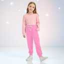 Kids Cotton Sweatpants Boys Girls Casual Athletic Pull on Pants with Pocket Drawstring Active Jogger for Toddlers2T-14Y Pink