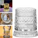Spinning Whiskey Glasses, Rotating Crystal Glasses with Unique Embossed Bases Enhance the Taste and Add a Fun, Stress-relieving Element