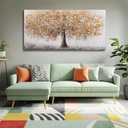 Gold Wall Art Tree Wall Paintings Grey Office Wall Decor Large Framed Canvas Art for Living Room Bedroom 29"x 58" Nature Decorations