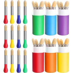 6 Pack Watercolor Paint Brushes Bulk Set for Kids Baby Toddler-4 Pcs Per Set Jumbo Brushes with Chubby Wood Handles for Easy Grip Paintbrushes Non Toxic Bristles (Colored)