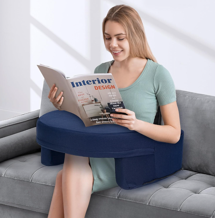 ITEFDTUTNE Reading Pillow for Gaming Extra Large, Adjustable Lap Desk Pillow with Pocket, Soft Memory Foam Arm Rest Pillow for Adult, Gaming Pillow for Lap, Sitting in Bed Floor Sofa