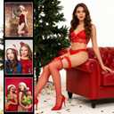 Lusofie 2 Pairs Fishnet Tights for Women - Black Bow Suspenders Lace Stockings for Women - Elastic Nylon Red Fishnet Thigh Highs