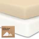 KeaBabies 2-Pack Organic Crib Sheets for Boys, Girls - 52x28 Fitted Crib Mattress Sheet Neutral, Breathable Jersey Cotton Cover for Baby Bed, Toddler Mattress, Soft & Cute Prints (Khaki)