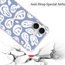 Blue White Trippy Smile Face Phone Case for iPhone 16, Cute Funny Melted Face Case for Girls for iPhone 16,Unique Trendy TPU Bumper Case