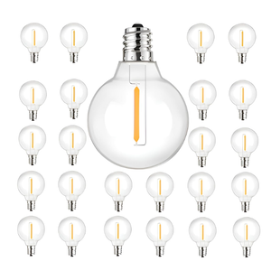 G40 LED Replacement Edison Bulb, Pack of 25 Pieces, Screw Base and Shatterproof Globe Bulb, for E12 Candelabra and C7 LED String Lights.