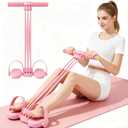Upgraded Pedal Resistance Band with Handle, 6-Tube Multifunction Stretching Workout Band for Yoga,Home Workout Equipment,Device for Abdomen,Waist,Arm,Leg,Core/ABS,Gift for Mon Pink