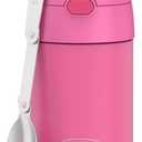 THERMOS FUNTAINER 16 Ounce Stainless Steel Vacuum Insulated Food Jar with Folding Spoon, Neon Pink