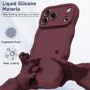 oakxco Girly Silicone Case for iPhone 17 Pro Max Generation, Wavy Curly Phone Case for Women Aesthetic, Y2k Cute Wave Frame Ripple Design, Soft Rubber Matte Plain Case, Burgundy Wine