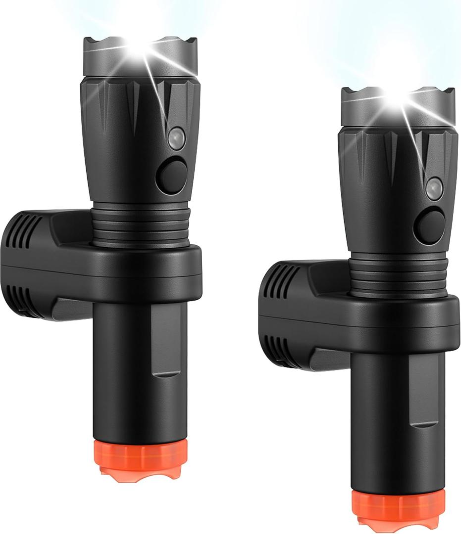 4 in 1 Plug in Emergency Flashlight Rechargeable LED Night Light with Motion Sensor for Power Outage Home Safety Portable Work Light Removable Torch for Camping and Indoor Use (2 Pack)