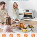 28QT Air Fryer Toaster Oven Combo, Large 12-in-1 Convection Countertop Oven with 3-Layer Cooking, Rotisserie for Chicken, 6 Heating Tubes, Fast Preheat, Fit 11" Pizza, All Accessories, Steel Gray, Extra Large
