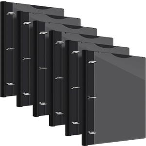 Henoyso 6 Pcs 1 Inch Telescoping 3 Ring Binder with Telescoping Spine 200 Sheets Capacity 3 Round Rings Flexible Plastic Notebook Binder with Clear Front Cover for School, Office(Black)