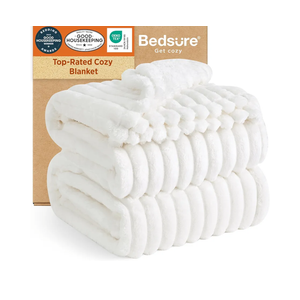 GentleSoft Blankets Queen Size for Bed - Cozy Soft Sofa Couch Cover Blankets for Women, Cute Large Bedding Fleece Throws for Girls, Off White, 90x90 Inches