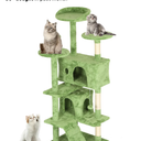 FDW | 54" Cat Tree Tower | Green | Multi-Level Indoor Activity Center with Sisal Scratching Posts, Condos, Plush Perches, Hanging Cat Toys | Sturdy, Easy to Assemble | for Kittens & Adult Cats