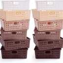 Geetery 12 Pack Classroom Storage Baskets with Handle,Gradient Brown